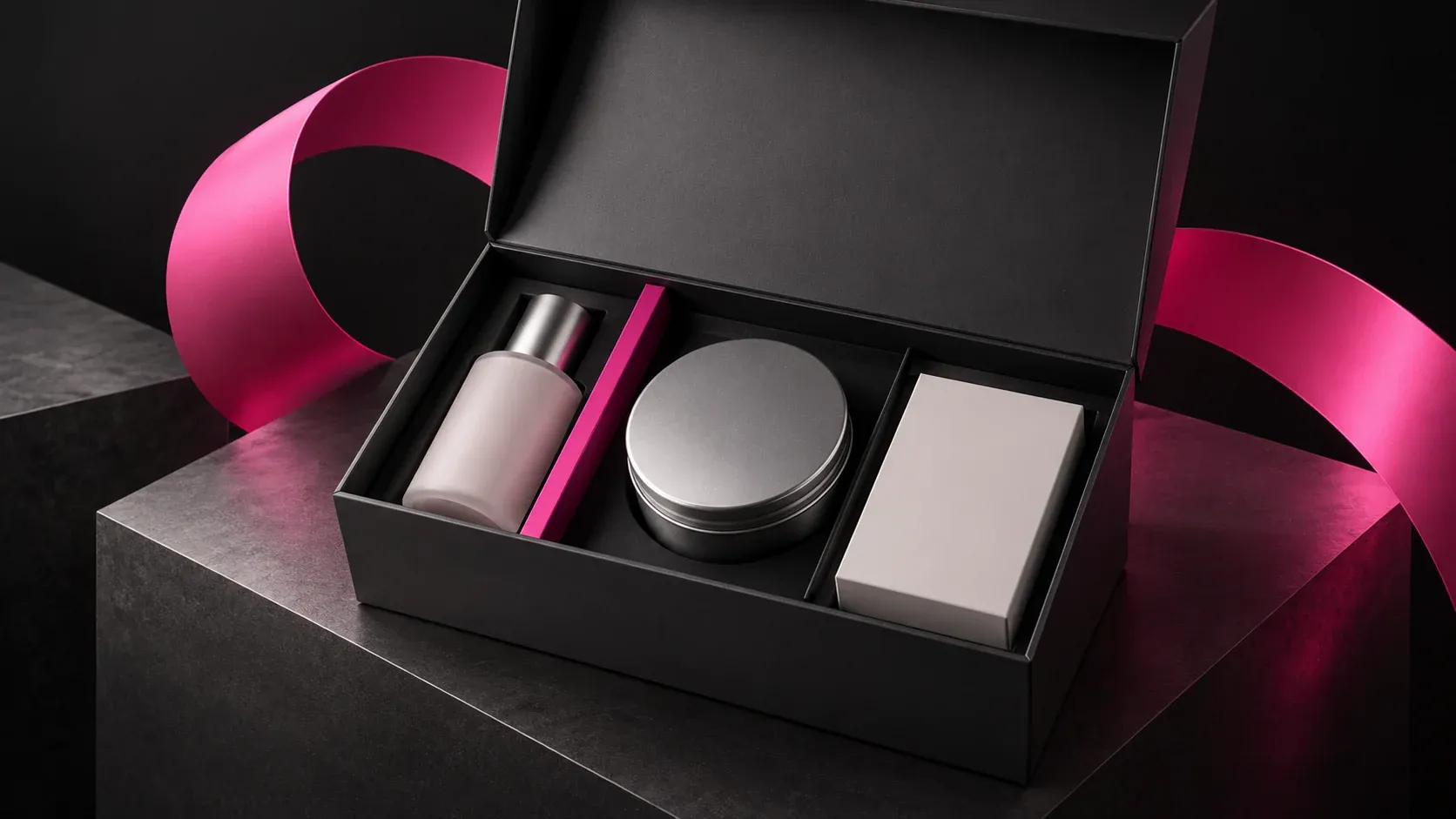 Illustrazione di IFG Build Your Box: una confezione aperta e prodotti componibili.