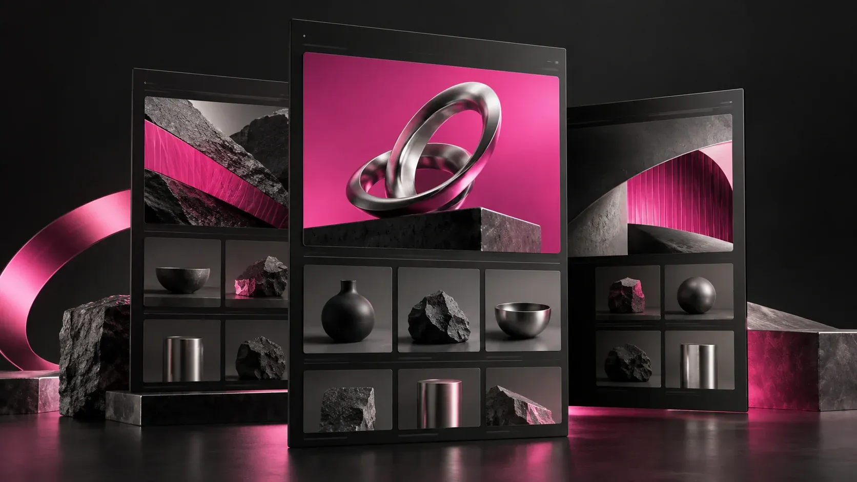 Illustration of Tensor: a responsive editorial layout with jewellery products.