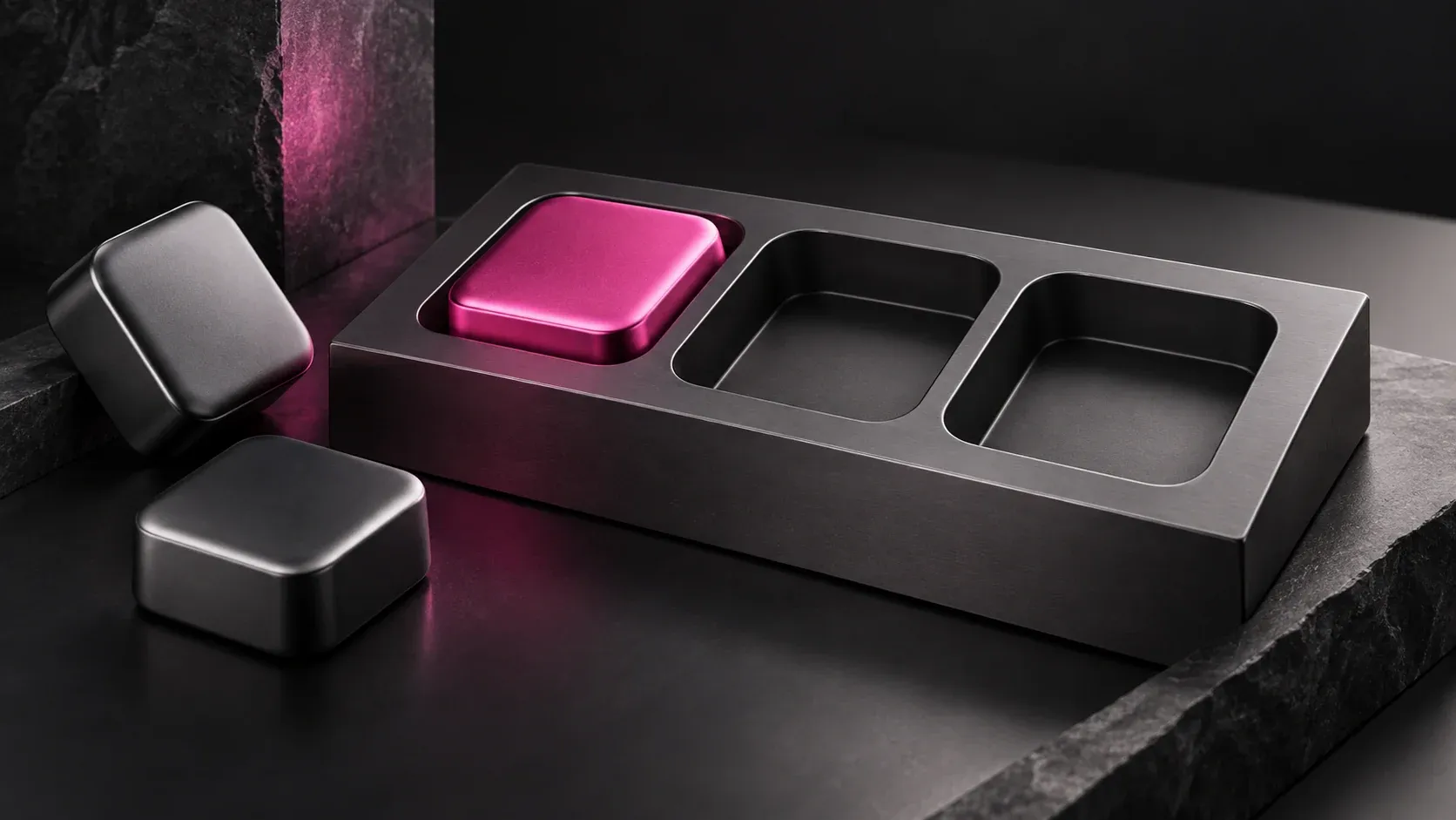 Illustrazione di IFG Build Your Box: scomparti e selezione dei componenti del box.