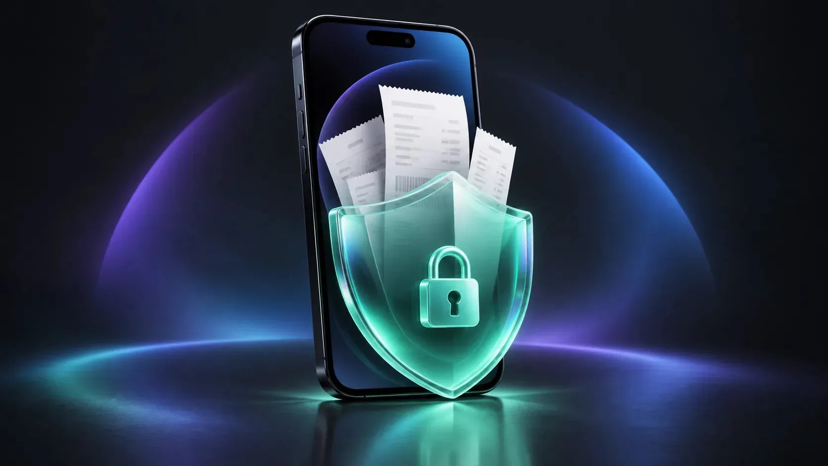 Illustrazione di Scontrik: un telefono e uno scudo a rappresentare la privacy.