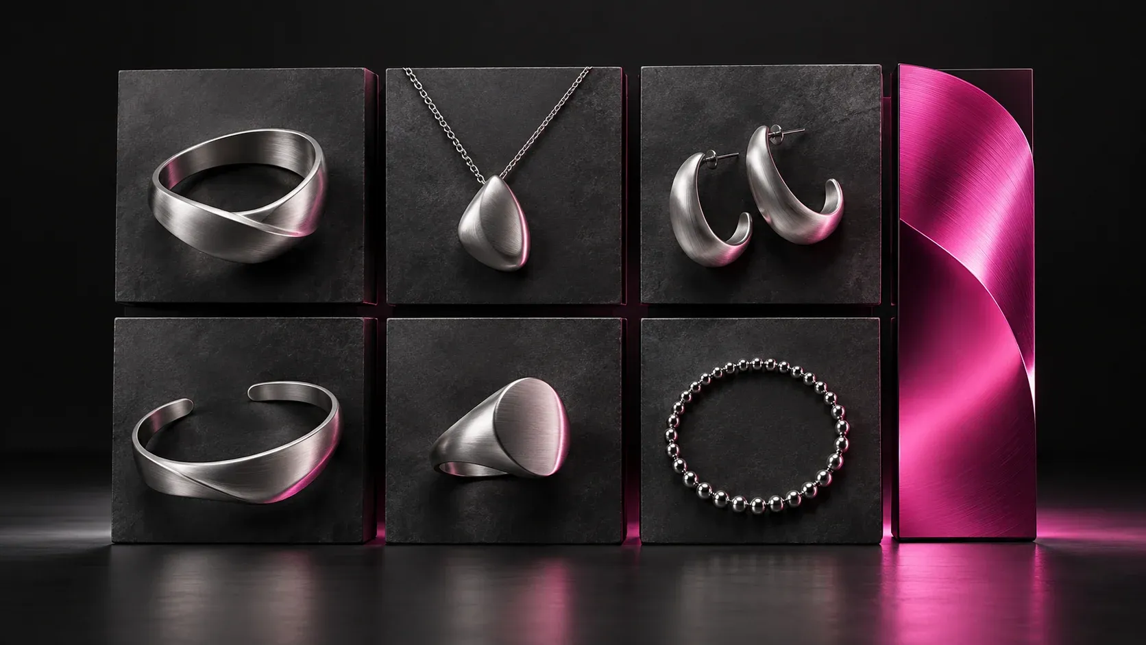 Illustration of Tensor: a collection grid with jewellery products.