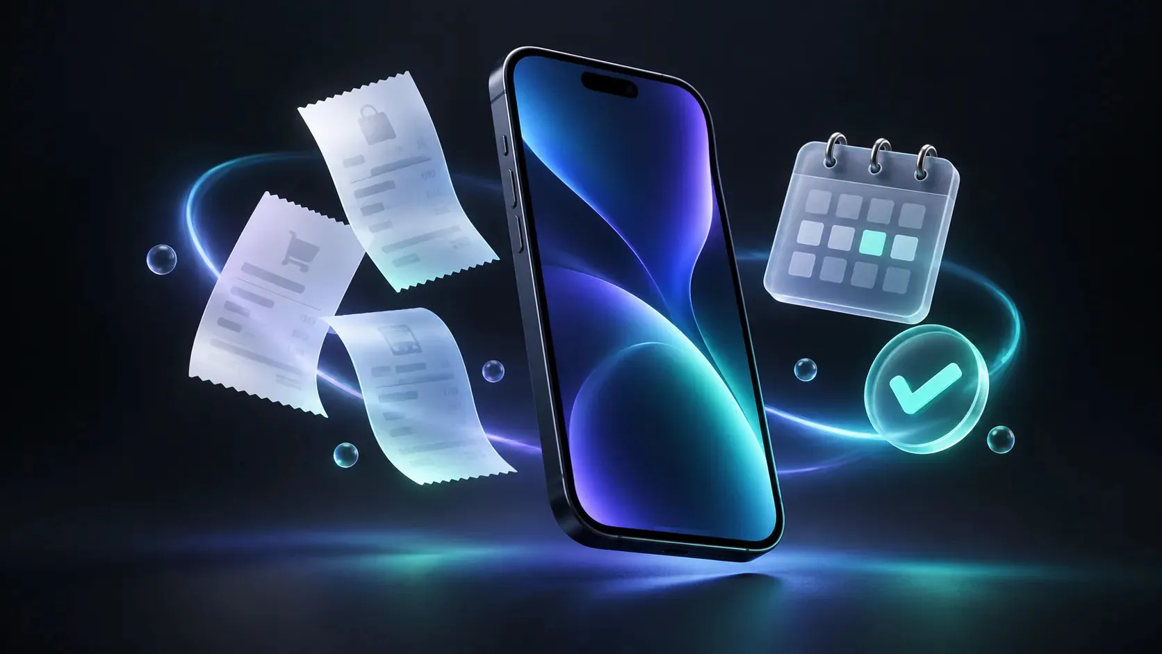Illustrazione di Scontrik: un telefono, scontrini e un calendario.